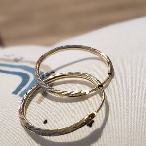 14kt tri-gold hoops